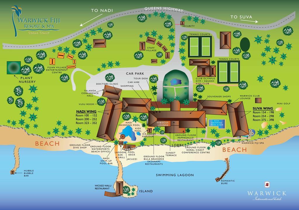 The Warwick Fiji Hotel Korolevu  Eksteriør billede Map of the resort